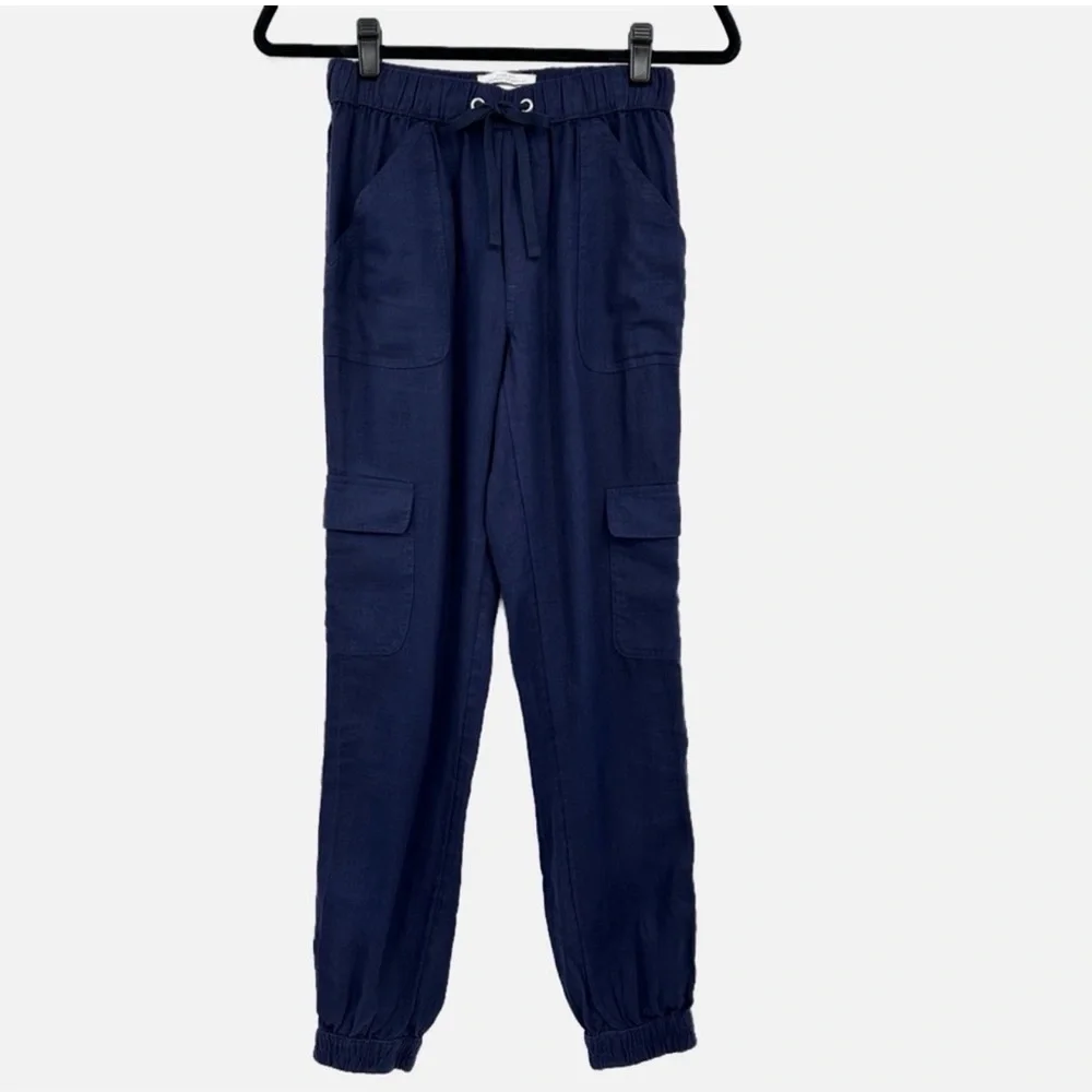 Nicole Miller Linen Navy Utility Joggers Pants XS - Picture 12 of 12